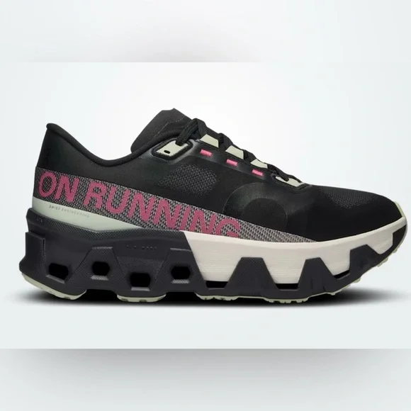 On Running Cloudmonster Hyper W 9.5 running shoe in Iron/Black-with green, pink - Picture 10 of 15